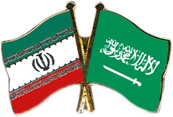 Iran and Saudi Arabia crossed flag friendship pin